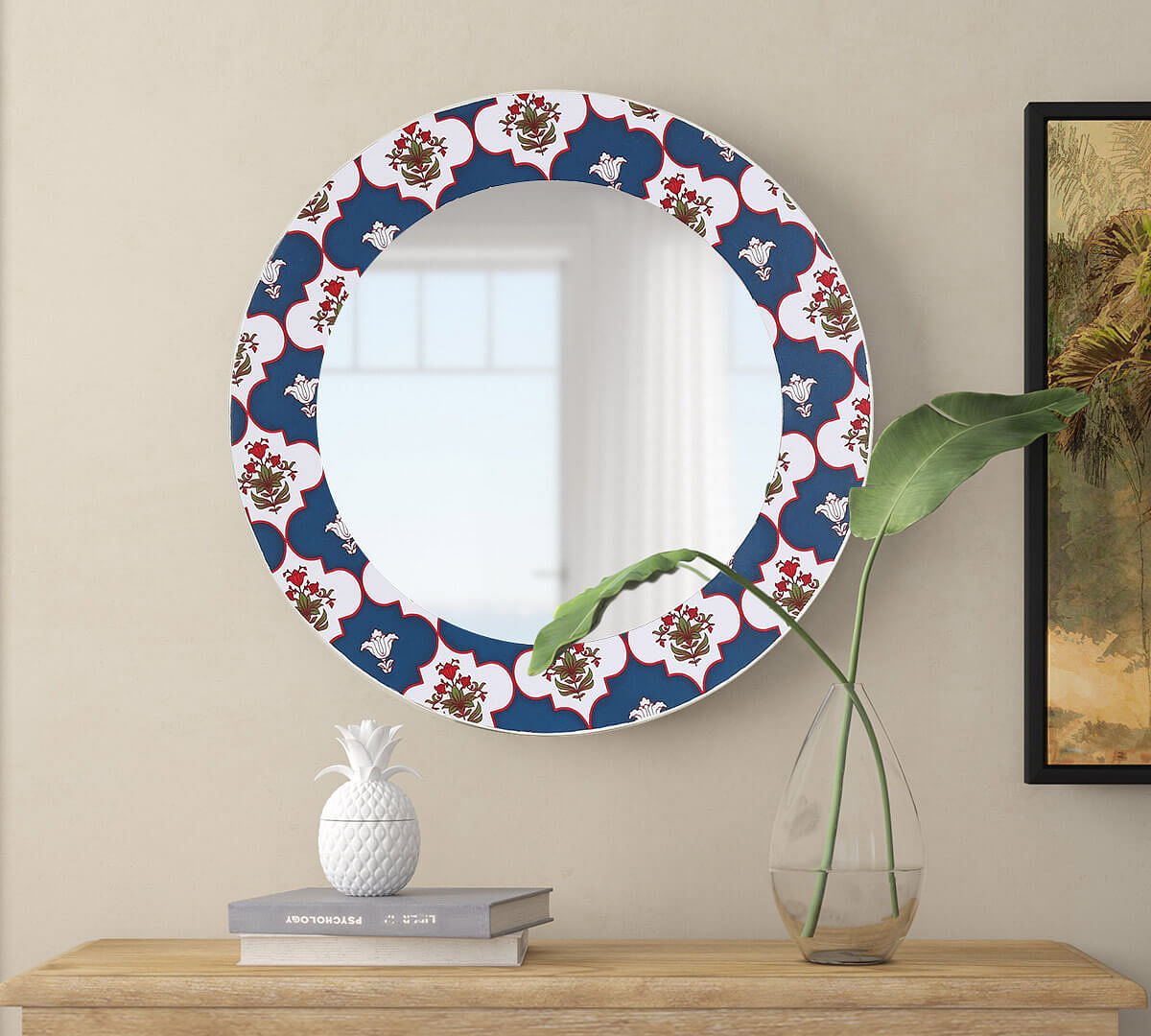 India Circus by Krsnaa Mehta Blue Lattice Treasures Wall Mirror