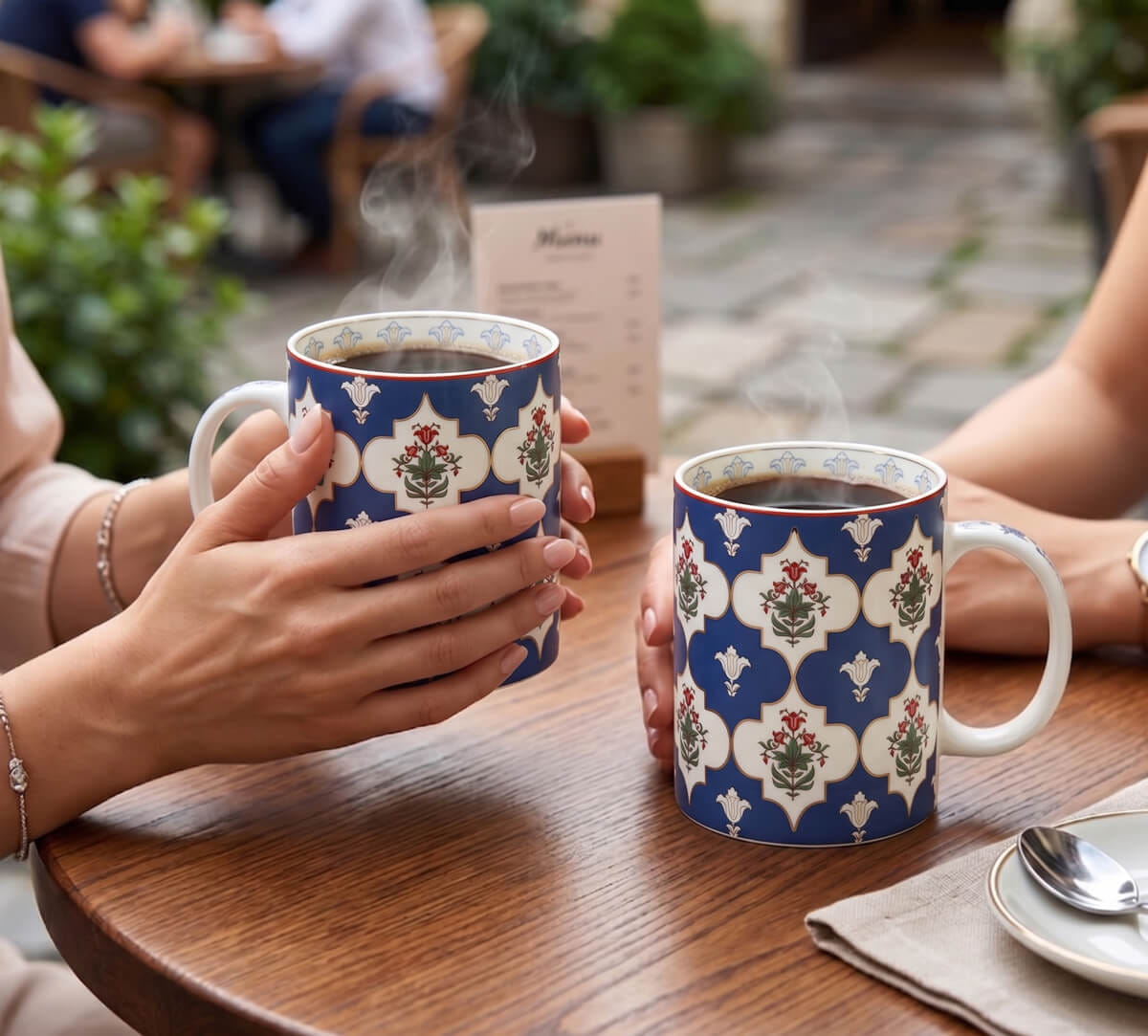 Blue Lattice Treasures Mug Set of 2