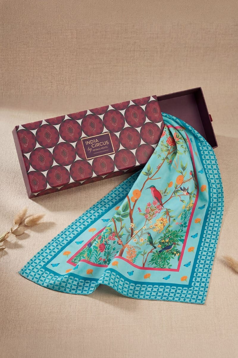 Blues and Blooms Scarf
