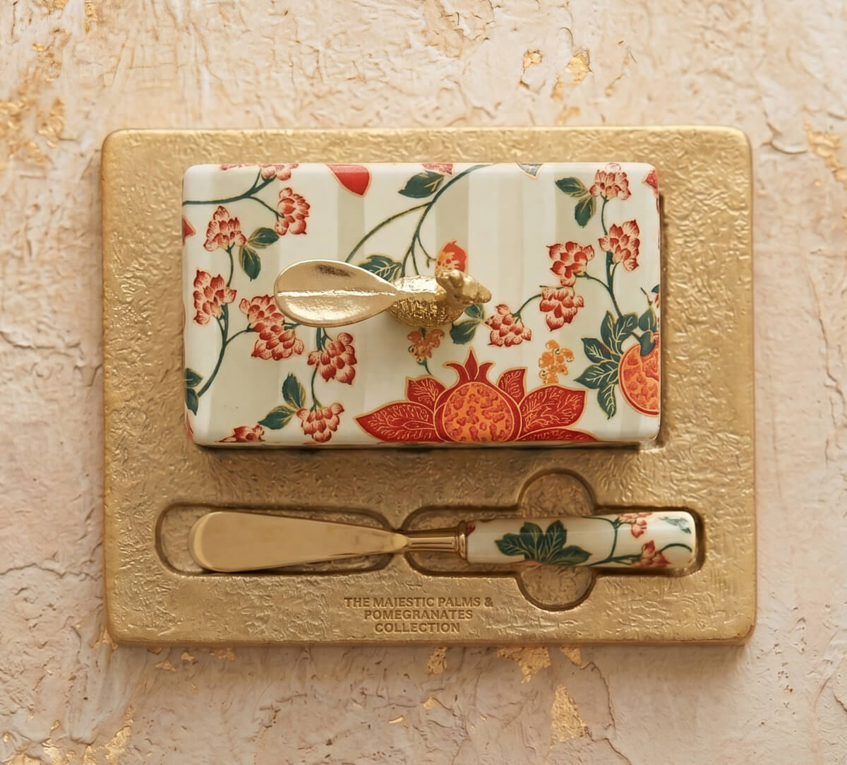 Blushed Orchard Butter Dish with Butter Knife