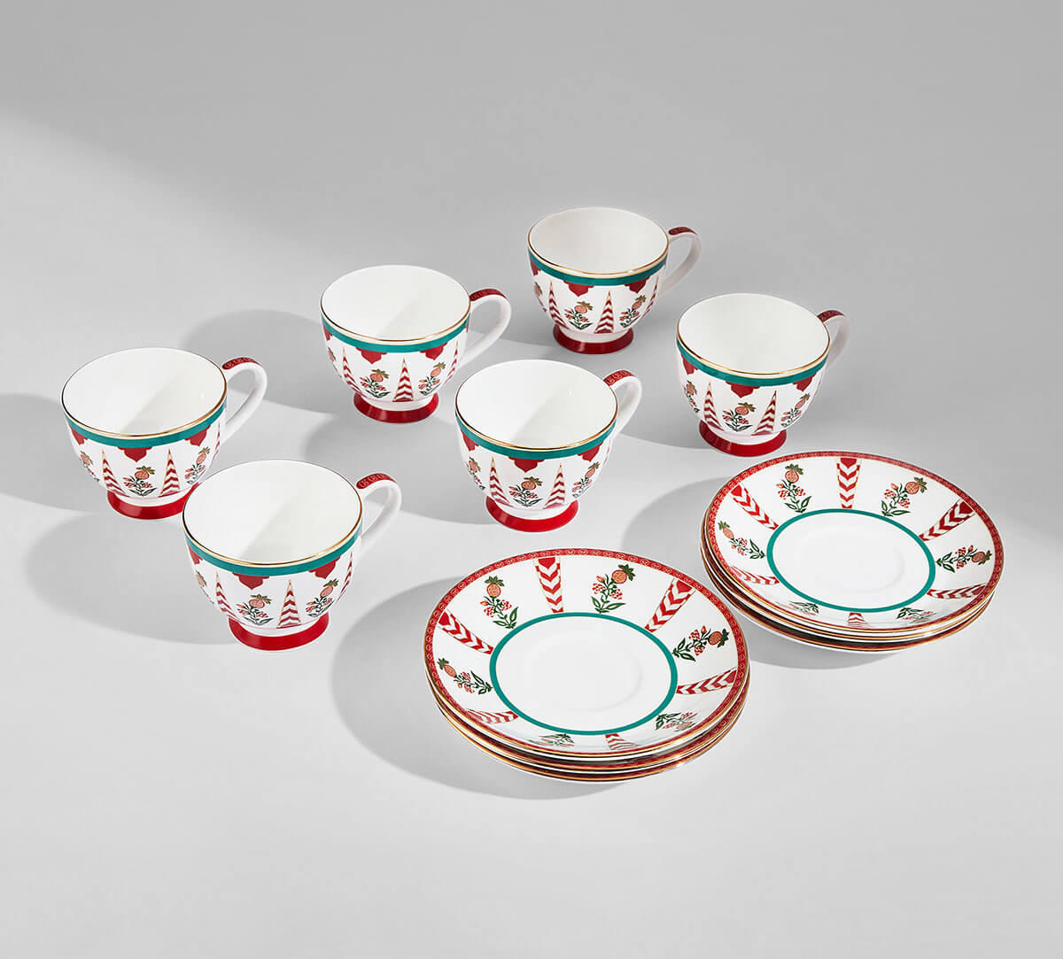 India Circus by Krsnaa Mehta Blushed Orchard Cup & Saucer Set of 6