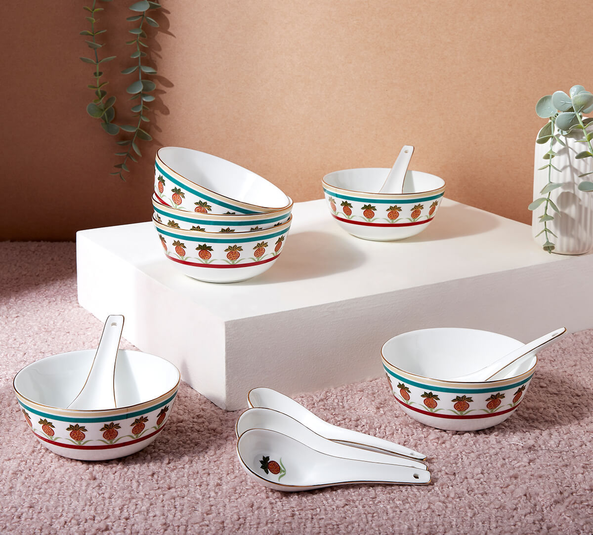 India Circus by Krsnaa Mehta Blushed Orchard Soup Bowl Set