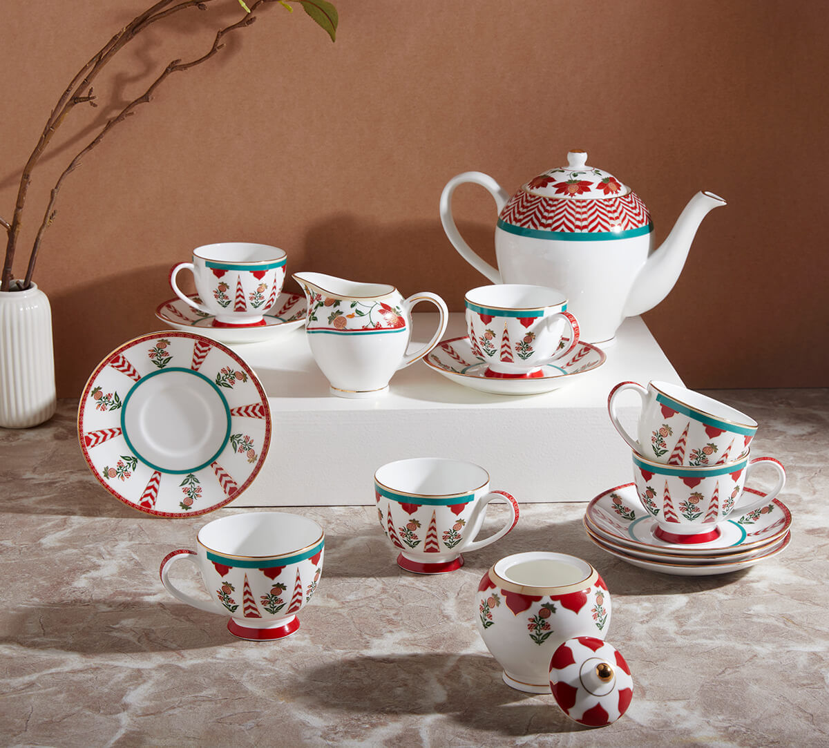 India Circus by Krsnaa Mehta Blushed Orchard Tea Set
