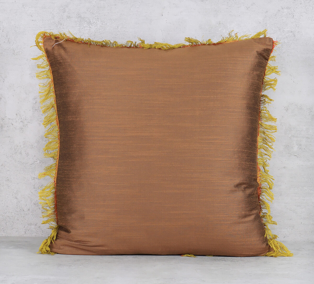 India Circus by Krsnaa Mehta Caramel Fringe Cushion Cover