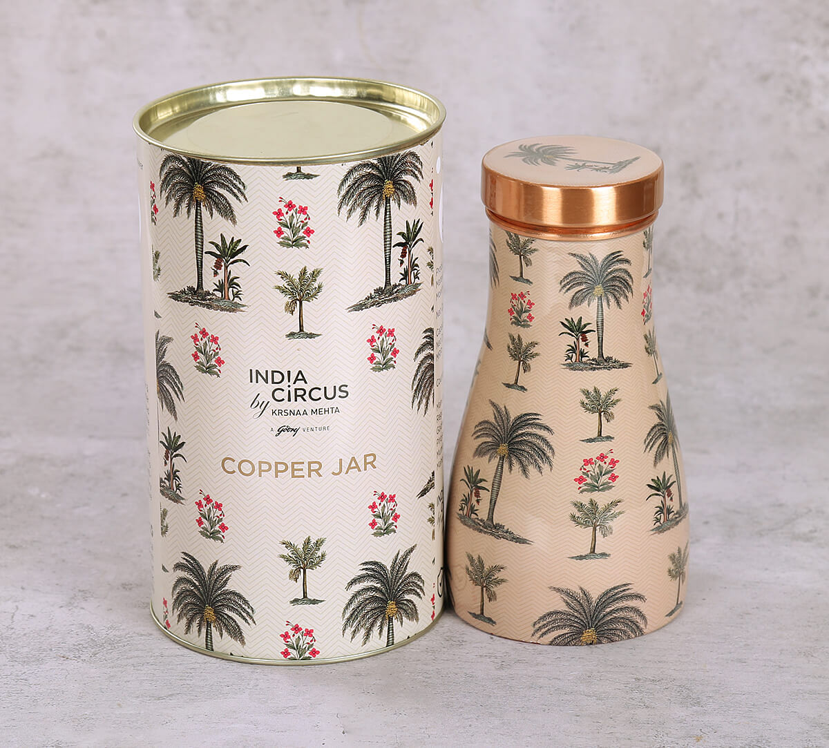 India Circus by Krsnaa Mehta Chevron Palms Bedside Copper Jar