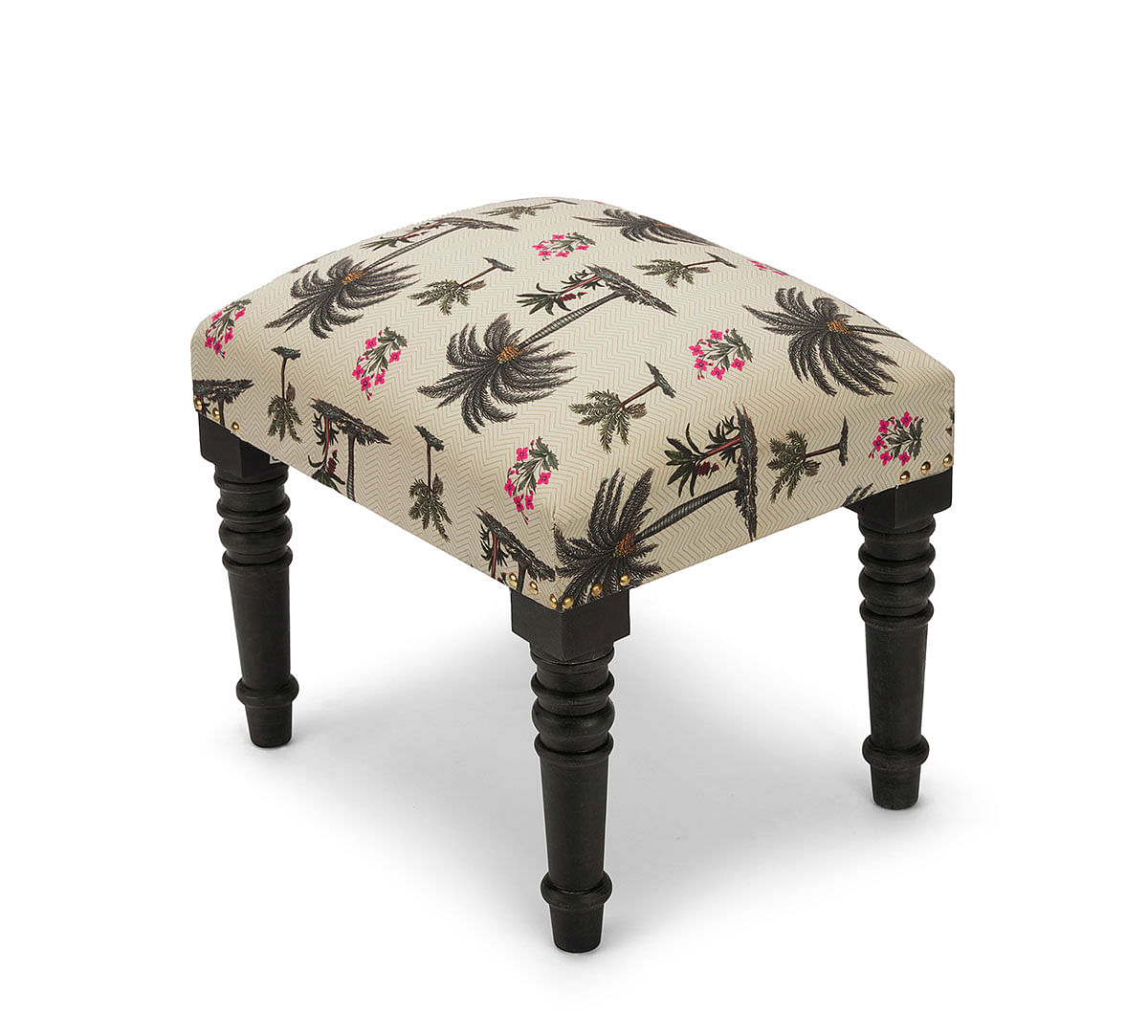 India Circus by Krsnaa Mehta Chevron Palms One Seater Pouffe