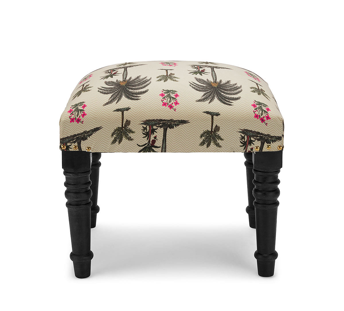 India Circus by Krsnaa Mehta Chevron Palms One Seater Pouffe