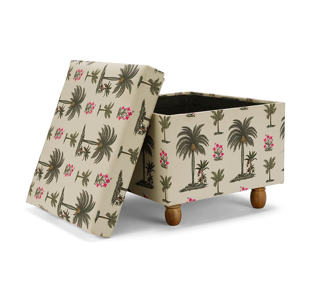 India Circus by Krsnaa Mehta Chevron Palms Storage Pouffe