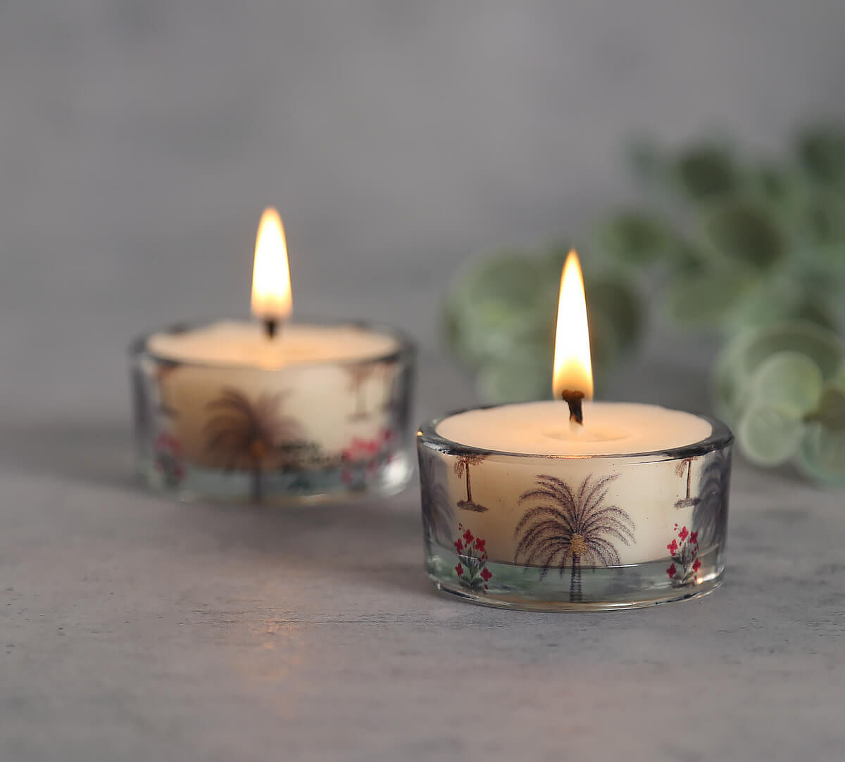 India Circus by Krsnaa Mehta Chevron Palms T Lite Candle Votive Set of 2