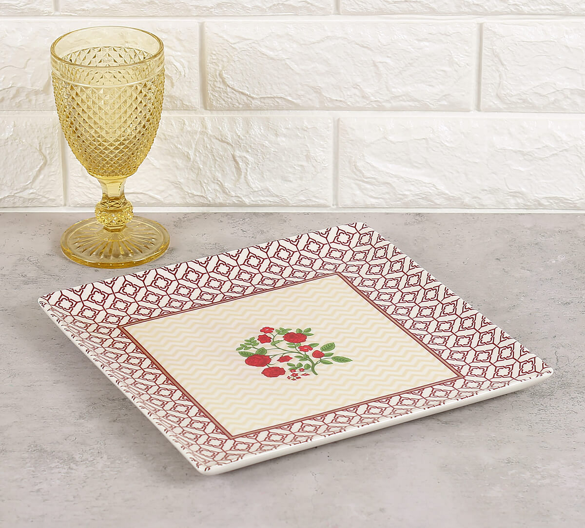 India Circus by Krsnaa Mehta Chevron Poppy Flower Large Platter