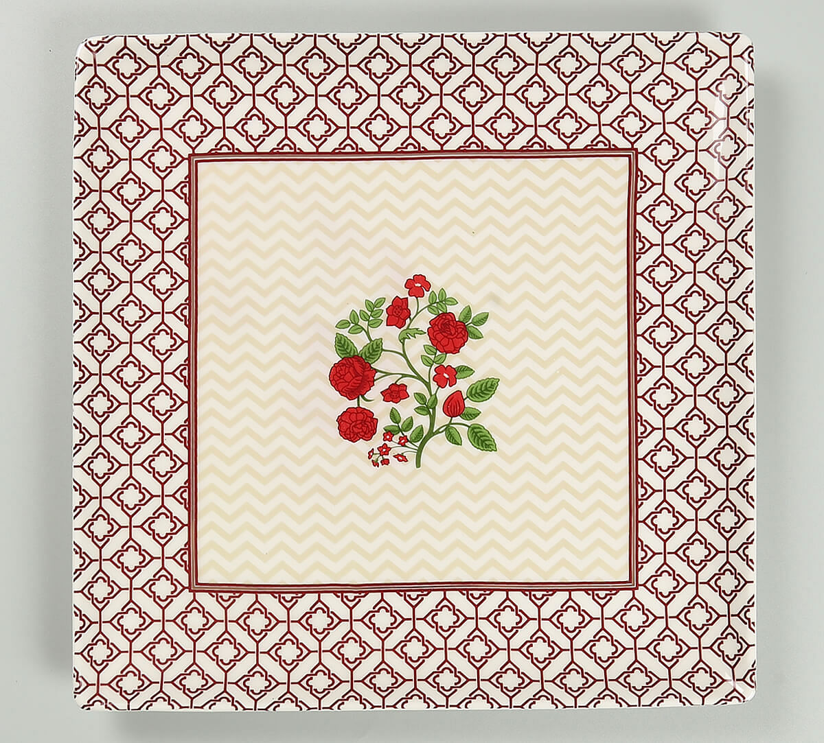 India Circus by Krsnaa Mehta Chevron Poppy Flower Large Platter