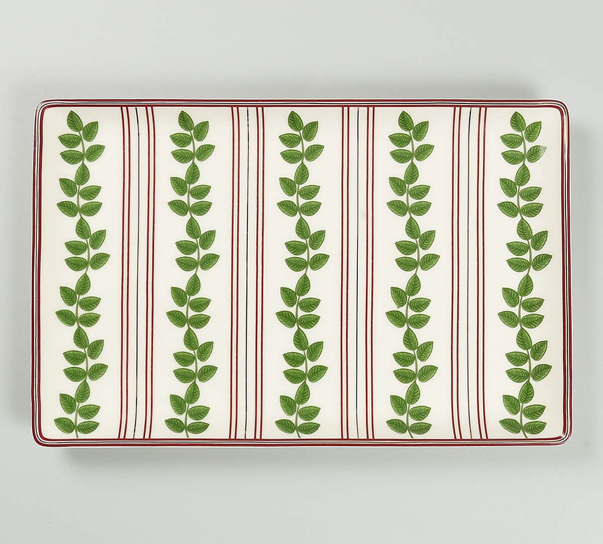 India Circus by Krsnaa Mehta Chevron Poppy Flower Large Rectangle Platter