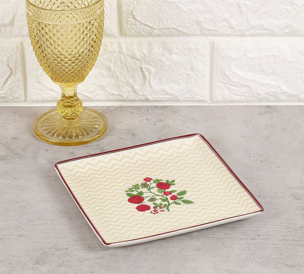 India Circus by Krsnaa Mehta Chevron Poppy Flower Small Platter