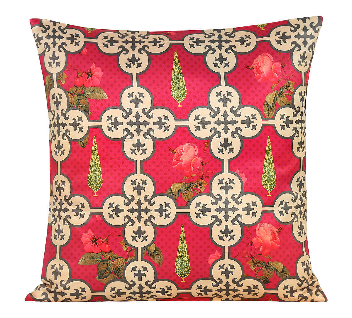 India Circus by Krsnaa Mehta Clover Knotty Satin Blend Cushion Cover Set of 5