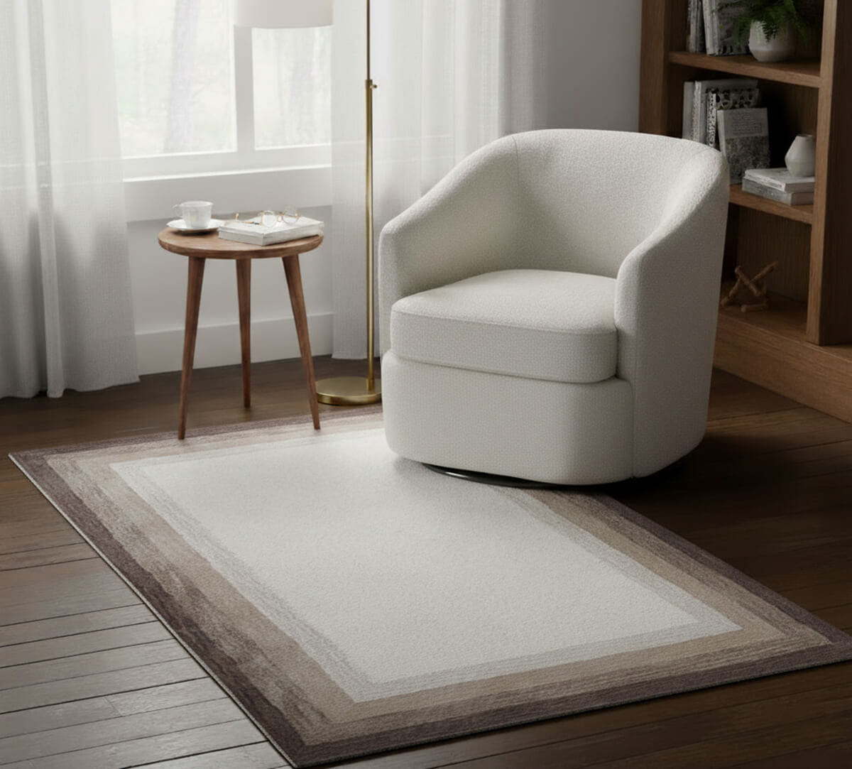 Cream Repeating Rectangles 4ft x 6ft Rug