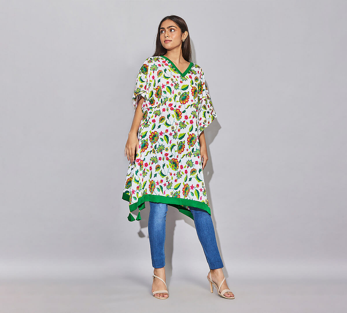 Cyanic Pop Burst Kaftan Kurti