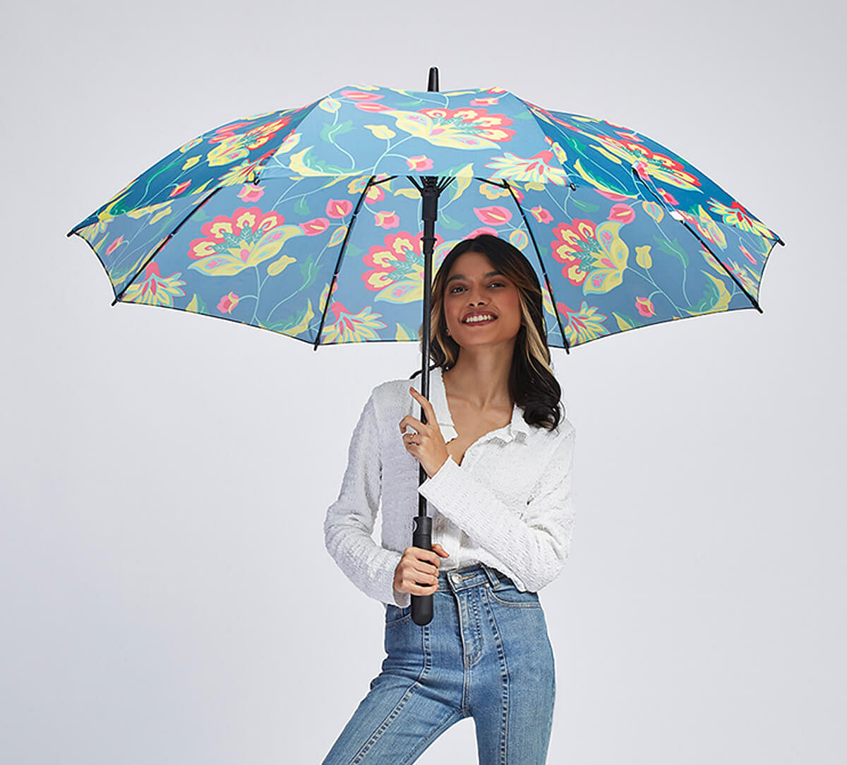 India Circus by Krsnaa Mehta Cyanic Pop Burst Long Umbrella