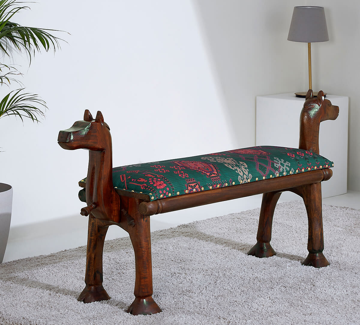 India Circus by Krsnaa Mehta Enchanting Mirage Wooden Camel Bench