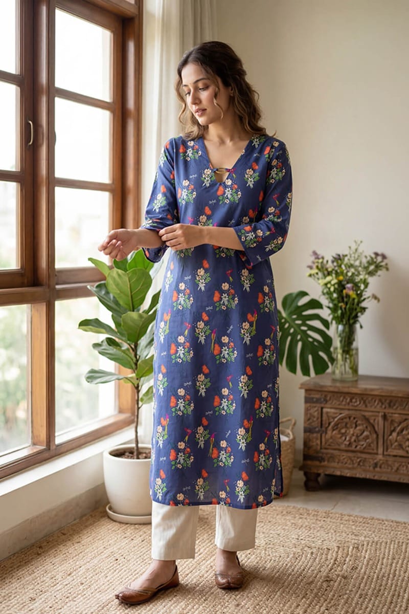 India Circus by Krsnaa Mehta Floral Fascination Kaftan Kurti Long