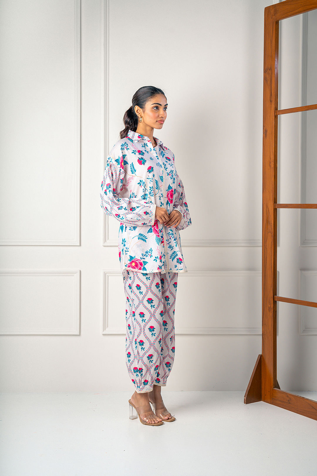 India Circus by Krsnaa Mehta Flowered Flamingo Co-Ord Set