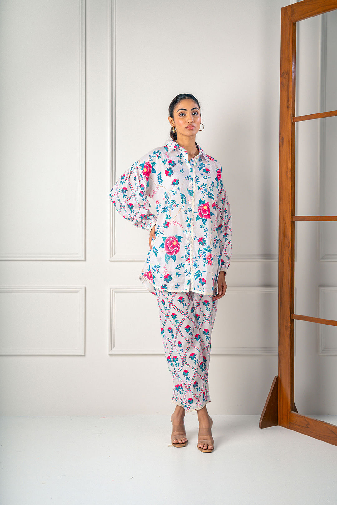 India Circus by Krsnaa Mehta Flowered Flamingo Co-Ord Set