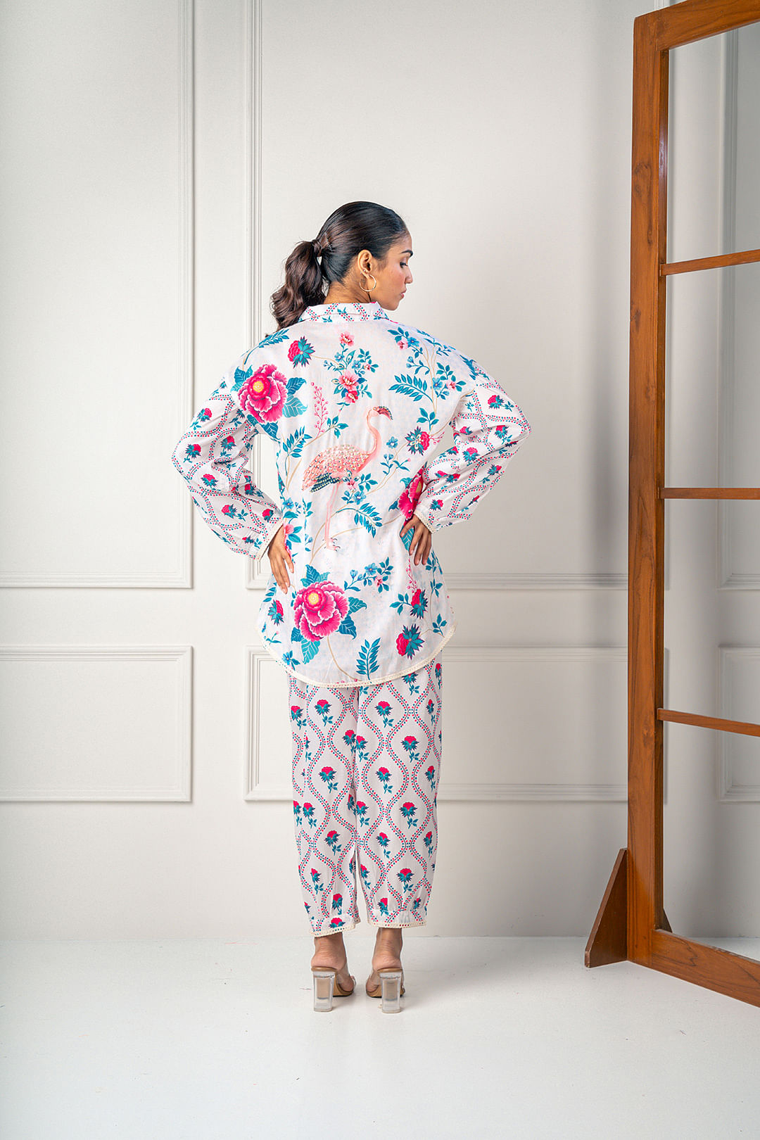 India Circus by Krsnaa Mehta Flowered Flamingo Co-Ord Set