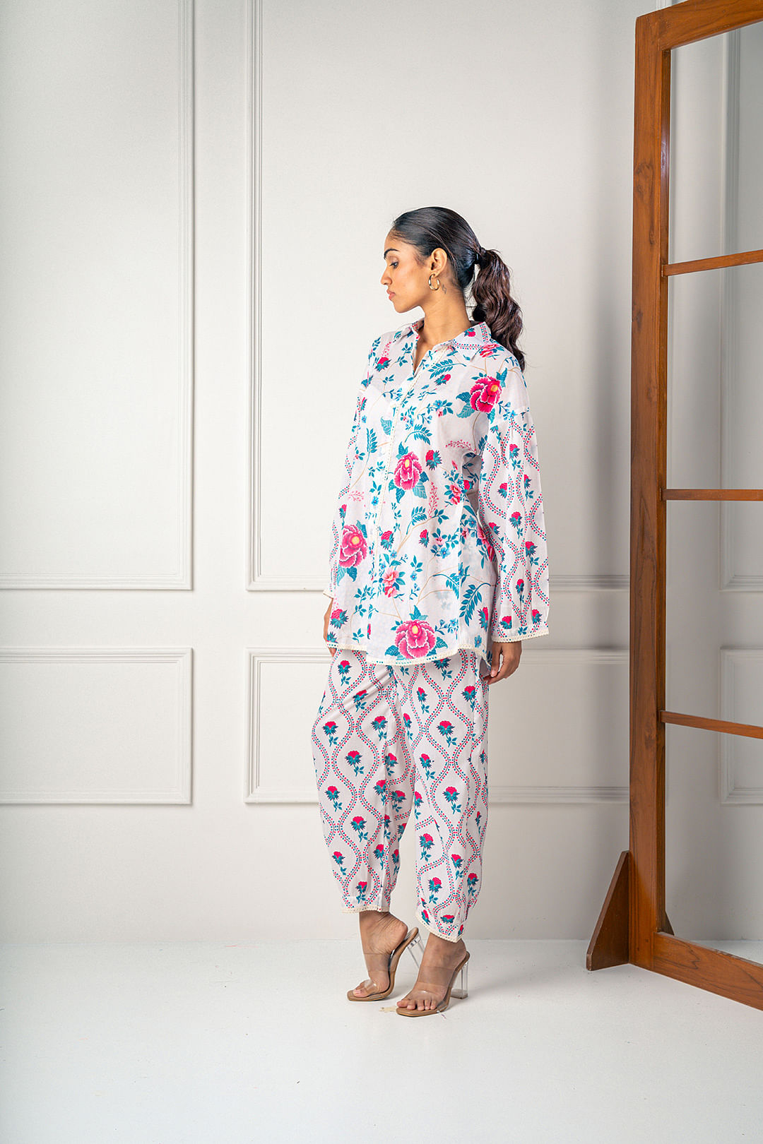 India Circus by Krsnaa Mehta Flowered Flamingo Co-Ord Set