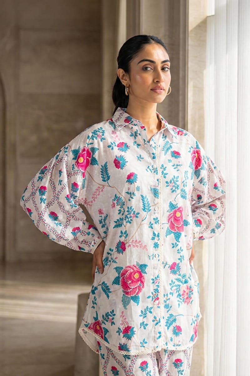 India Circus by Krsnaa Mehta Flowered Flamingo Co-Ord Set