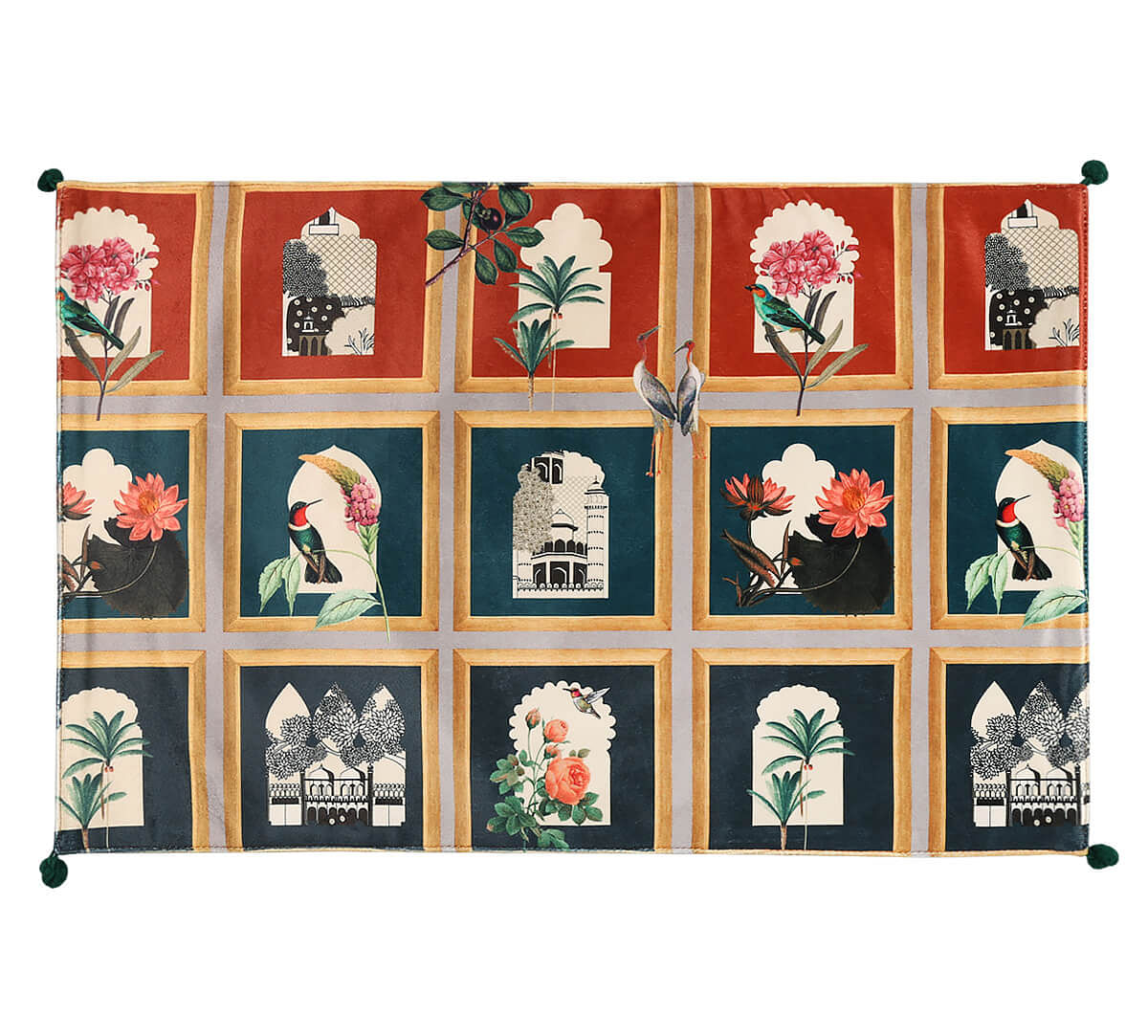 India Circus by Krsnaa Mehta Fluttering Blooms Micro Velvet Table Mats Set of 6