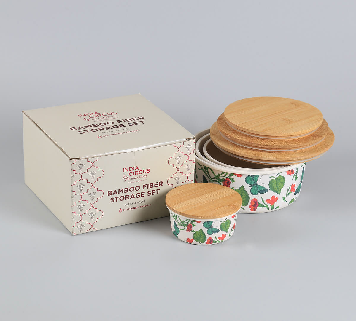 India Circus by Krsnaa Mehta Fluttering Extravagance Bamboo Container Set of 4