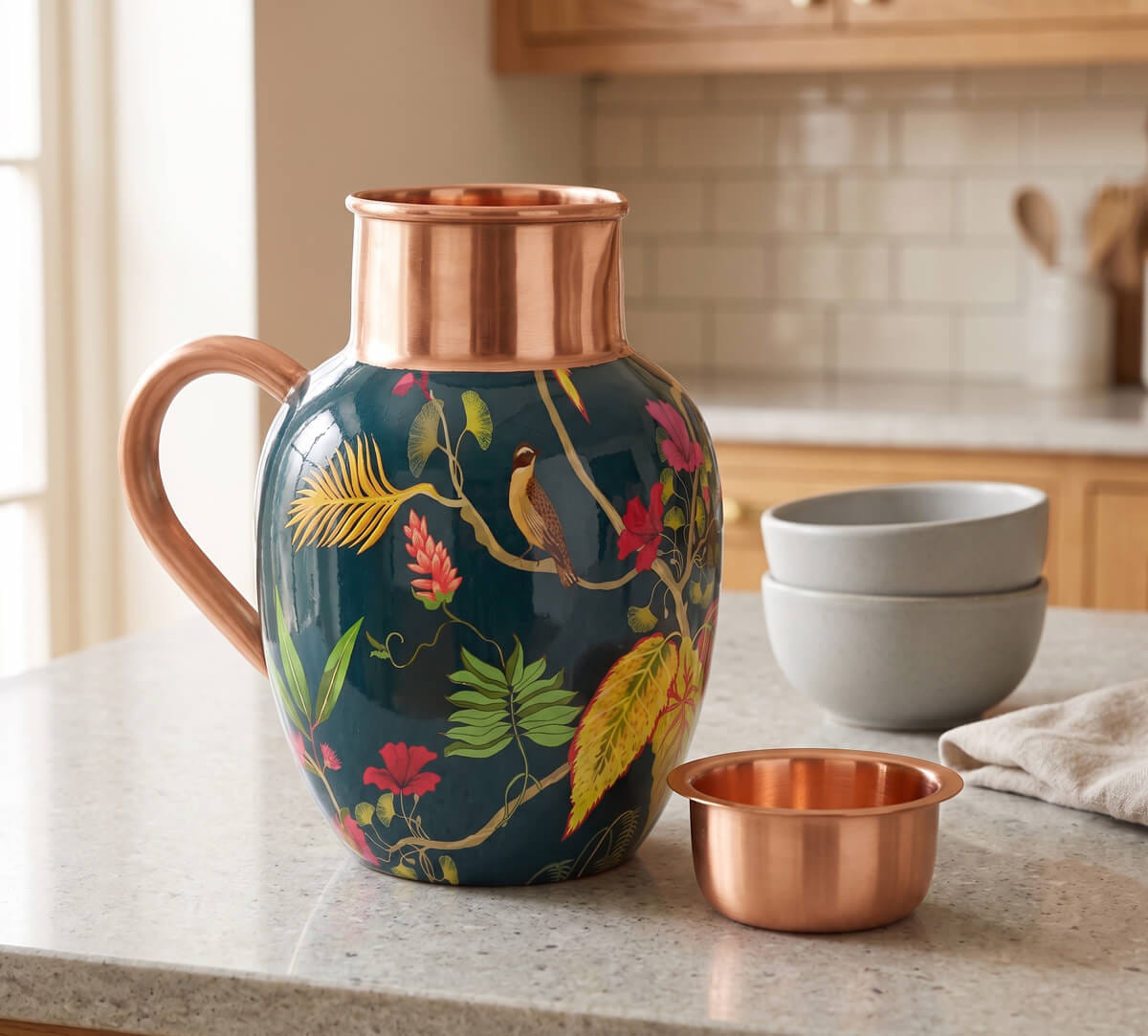 Fronds and Florets Copper Jug Set