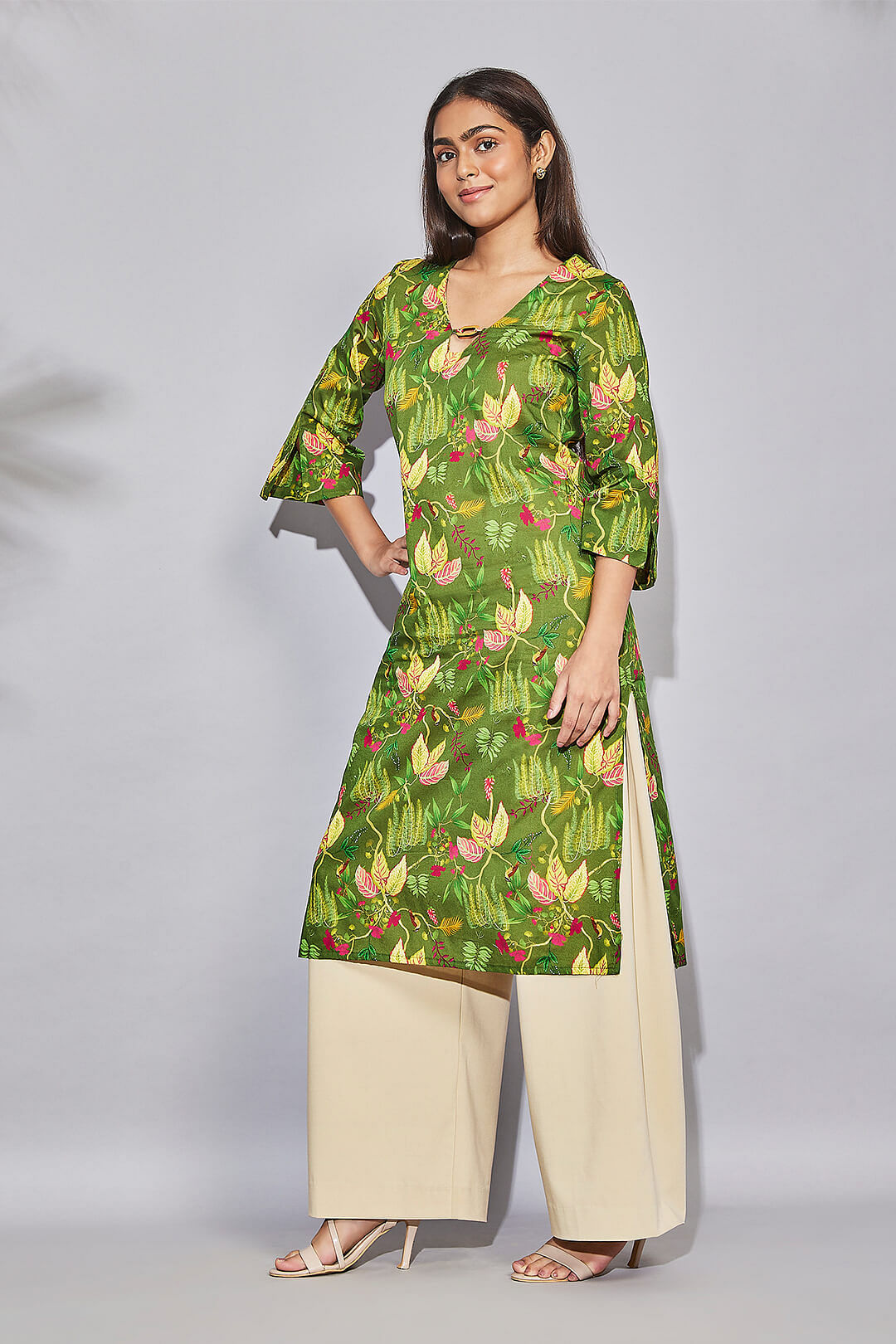 India Circus by Krsnaa Mehta Fronds and Florets Kaftan Kurti Long