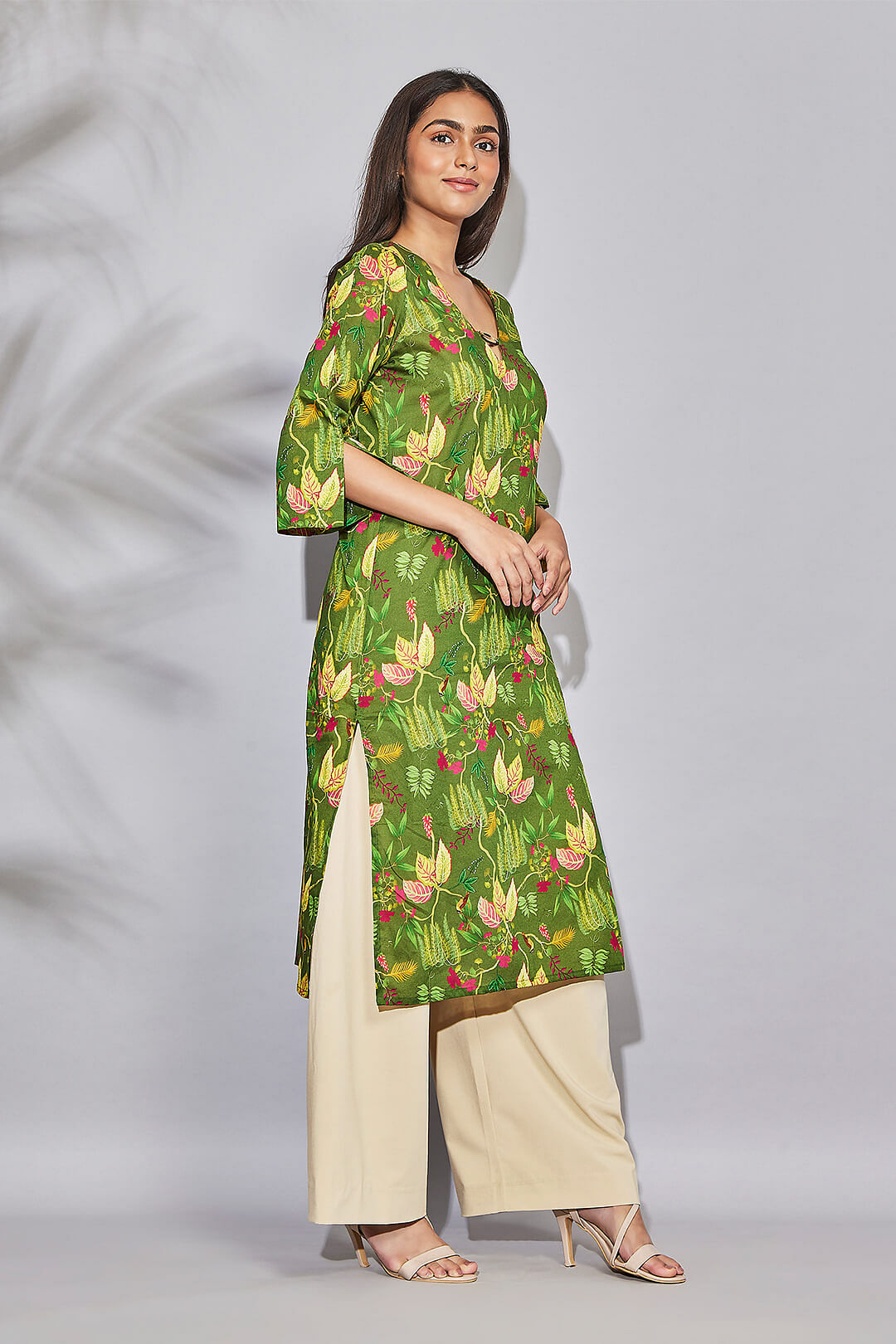 India Circus by Krsnaa Mehta Fronds and Florets Kaftan Kurti Long