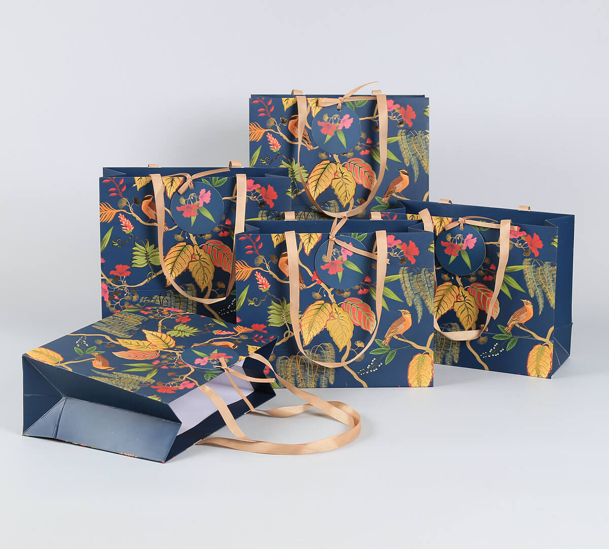 India Circus by Krsnaa Mehta Fronds and Florets Small Gift Bag Set of 5