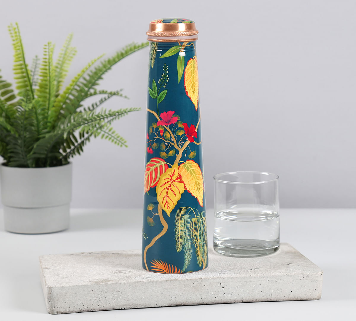 India Circus by Krsnaa Mehta Fronds and Florets Tapered Copper Bottle