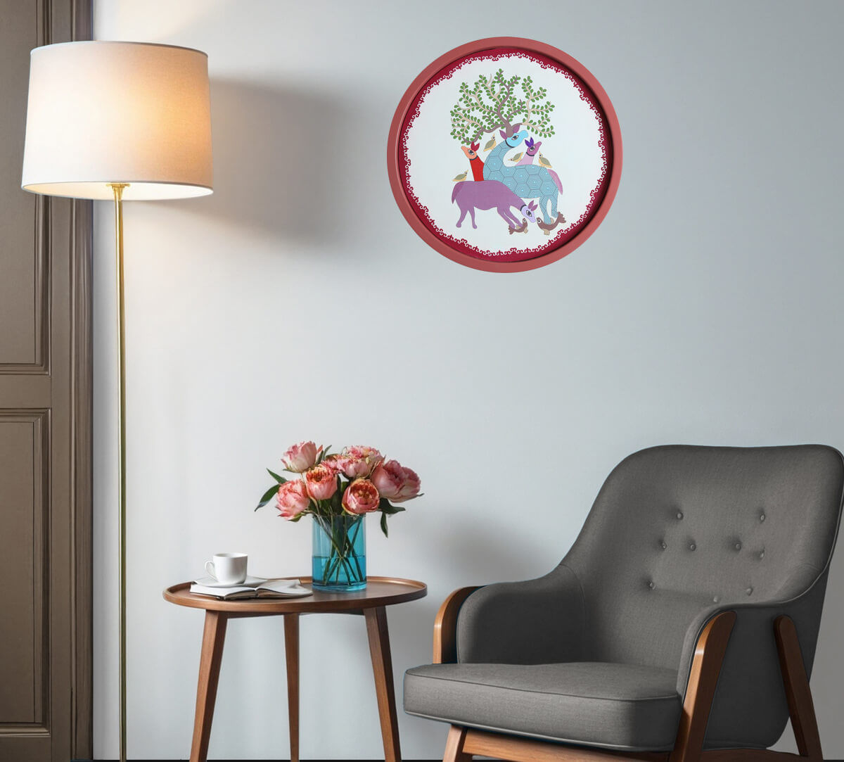 India Circus by Krsnaa Mehta Gond Bovines Wall Deco Plate