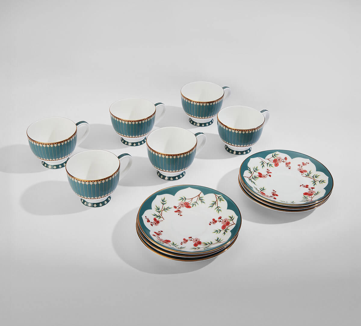 India Circus by Krsnaa Mehta Grandeur Greens Cup & Saucer Set of 6