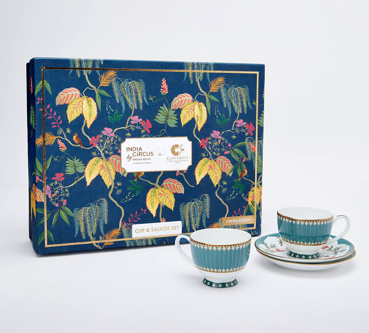 India Circus by Krsnaa Mehta Grandeur Greens Cup & Saucer Set of 6