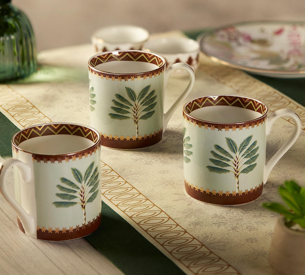 India Circus by Krsnaa Mehta Grandeur Greens Melon Mugs Set of 6