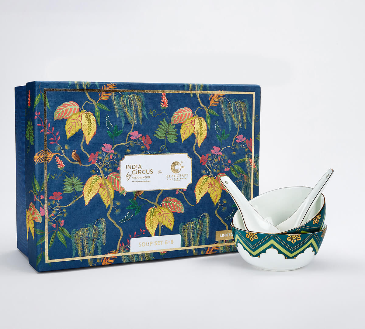 India Circus by Krsnaa Mehta Grandeur Greens Soup Bowl Set