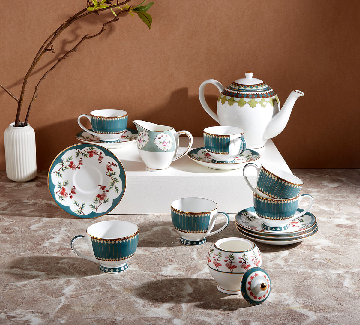 India Circus by Krsnaa Mehta Grandeur Greens Tea Set