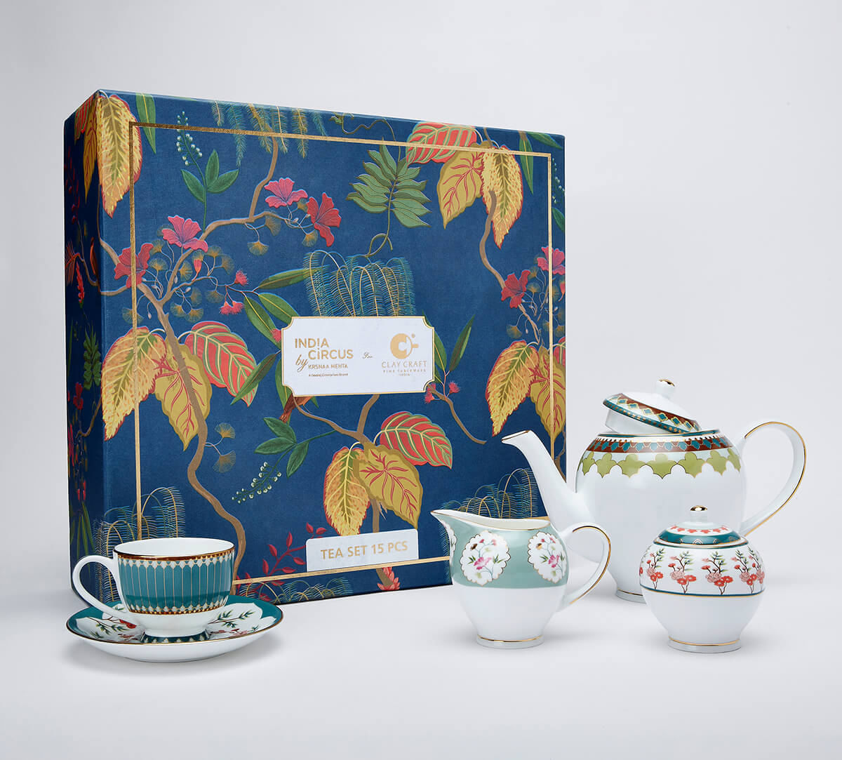 India Circus by Krsnaa Mehta Grandeur Greens Tea Set