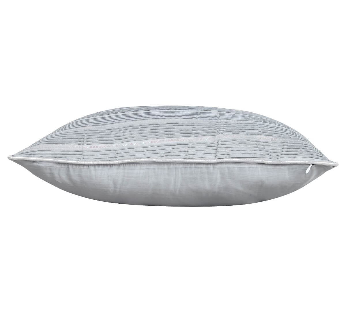 India Circus by Krsnaa Mehta Grayscale Chanderi Sequins Work Cushion Cover