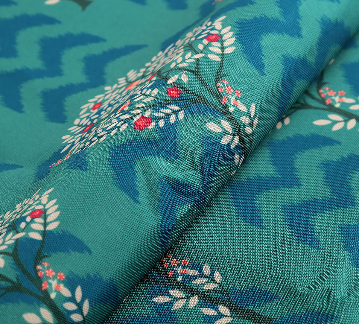 India Circus by Krsnaa Mehta Green Flutter Tree Fabric