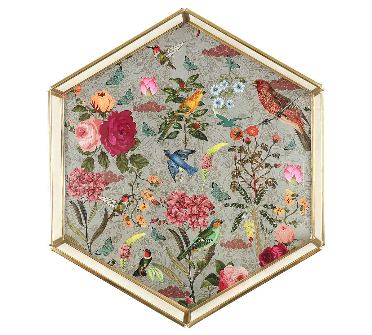 India Circus by Krsnaa Mehta Grey Bird Hexagon Tray