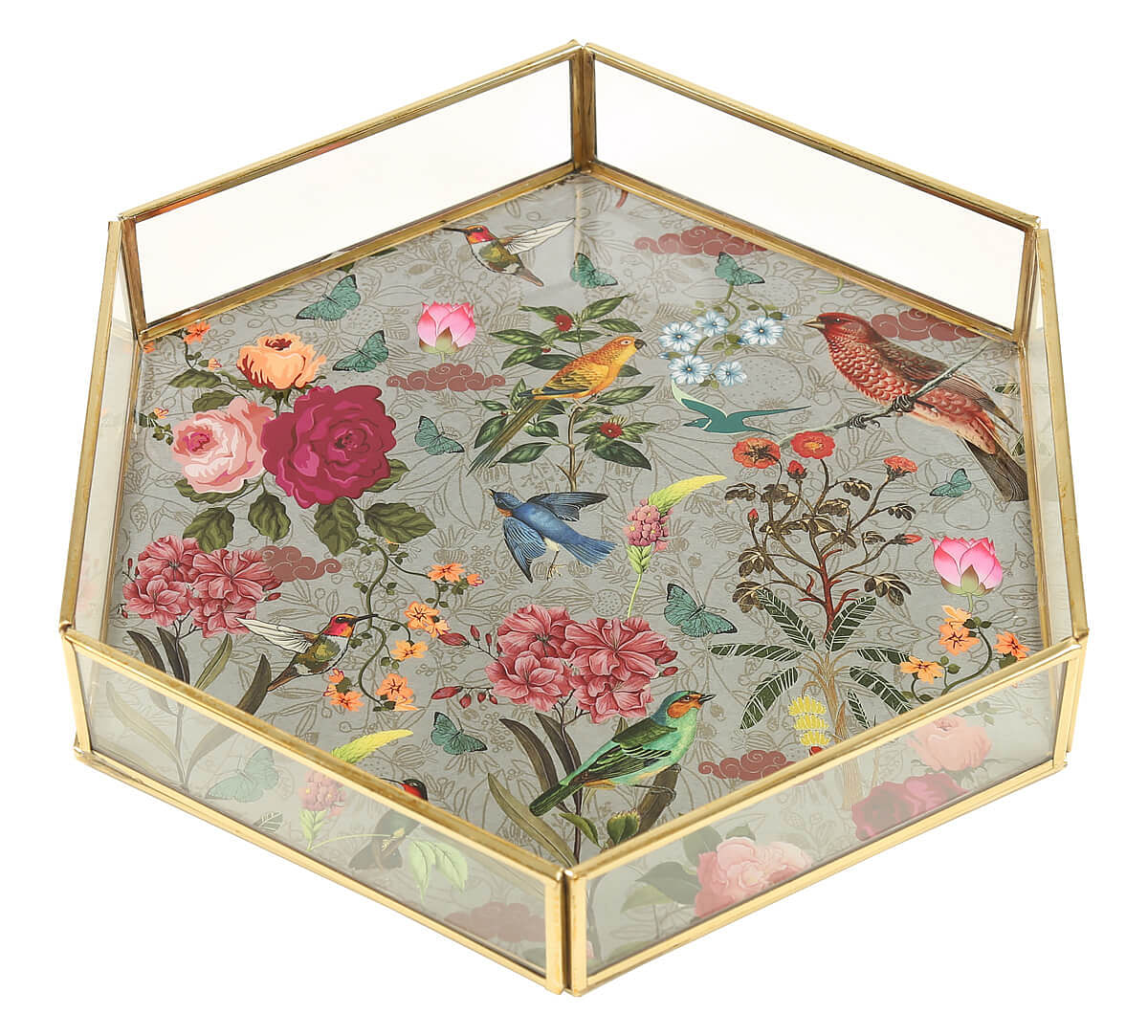 India Circus by Krsnaa Mehta Grey Bird Hexagon Tray