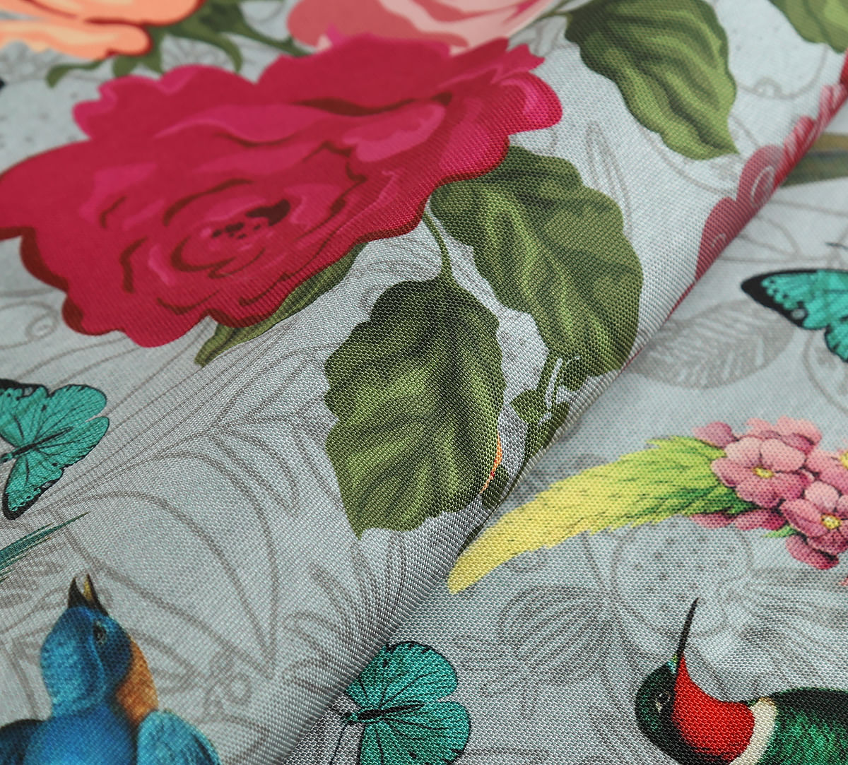 India Circus by Krsnaa Mehta Grey Bird Land Fabric