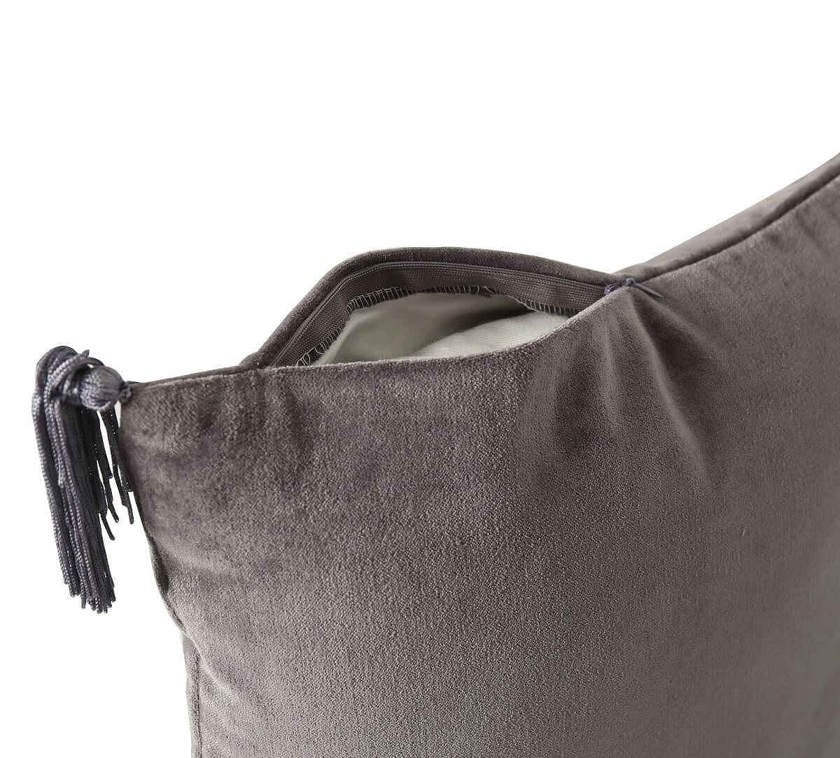 India Circus by Krsnaa Mehta Grey Decorated Adorn Cushion Cover