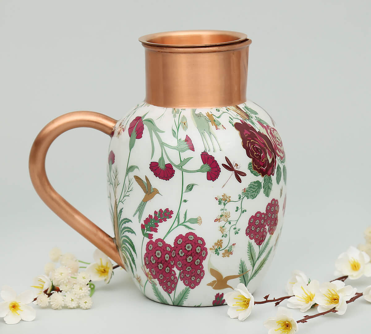 India Circus by Krsnaa Mehta Grey Floral Galore Copper Jug Set