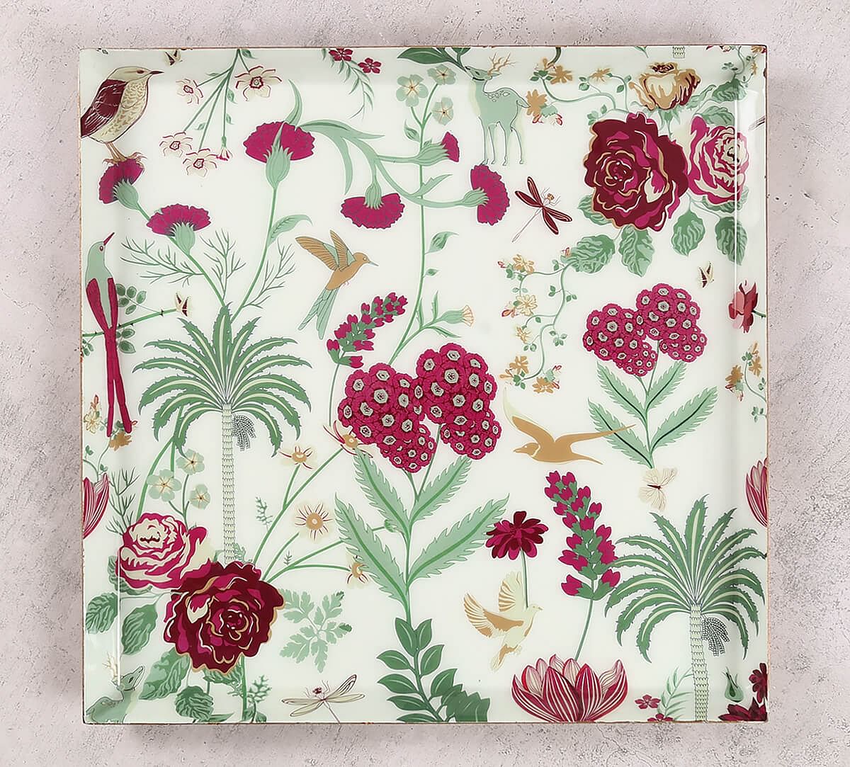 India Circus by Krsnaa Mehta Grey Floral Galore Steel Platter